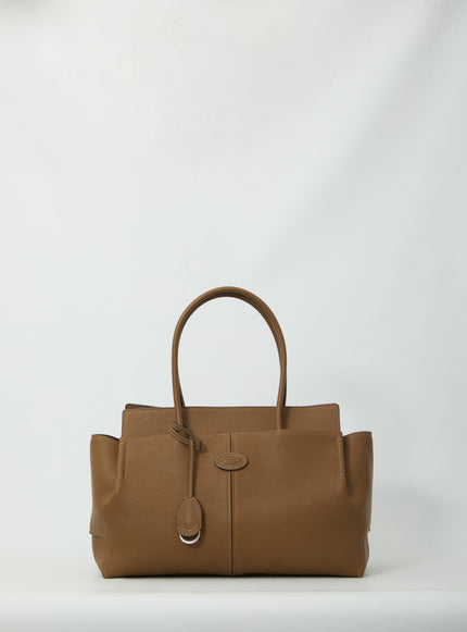 Tod's Hammered Leather Medium Tote Bag QT Brown