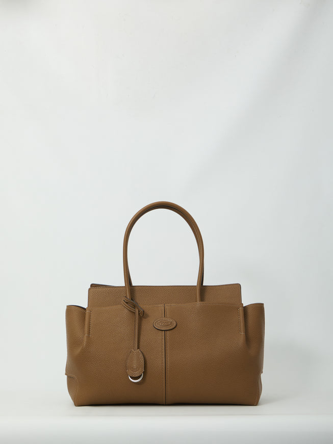 Tod's Hammered Leather Medium Tote Bag QT Brown