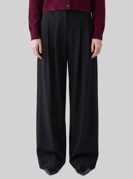 Sutton New York Wide-leg Stretch Canvas Trousers Black