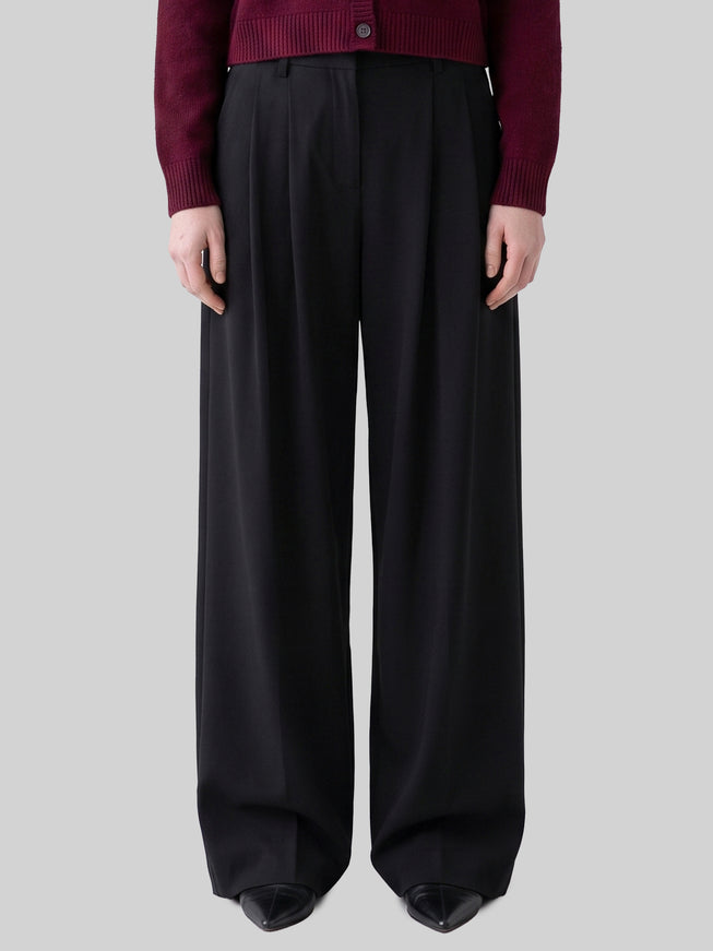 Sutton New York Wide-leg Stretch Canvas Trousers Black