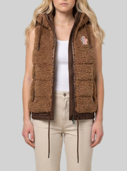 Moncler Grenoble Teddy Fleece Gilet Brown