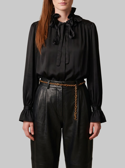 Sutton New York Black Ruffled Shirt Black