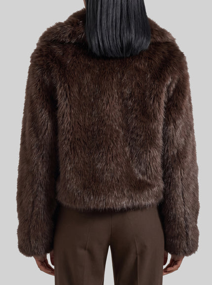 The Frankie Shop Dark Plum Hope Faux Fur Jacket