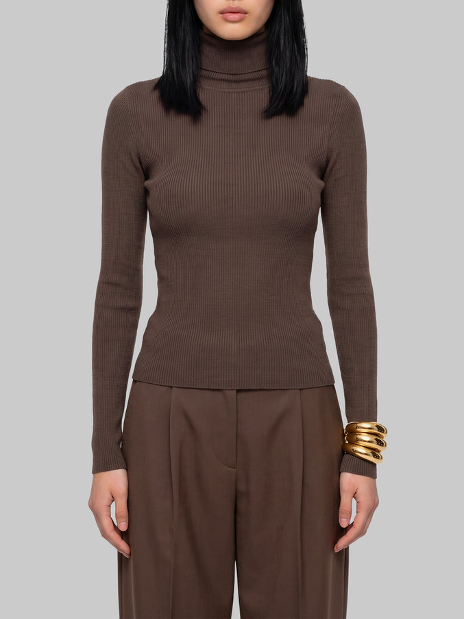 Max Mara Turtleneck In Wool Yarn Grey