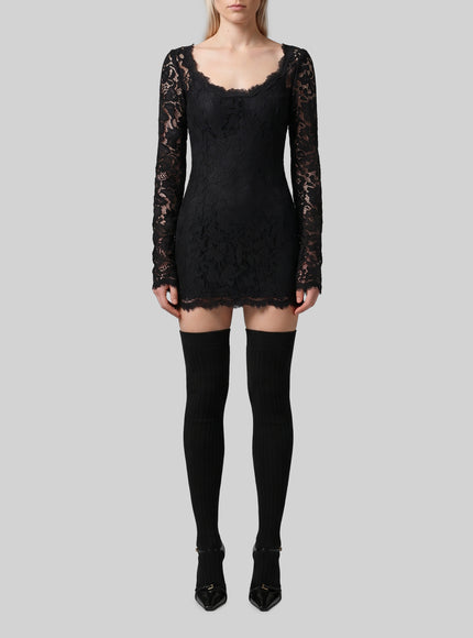 Dolce & Gabbana Mini Dress In Cordonnet Lace Black