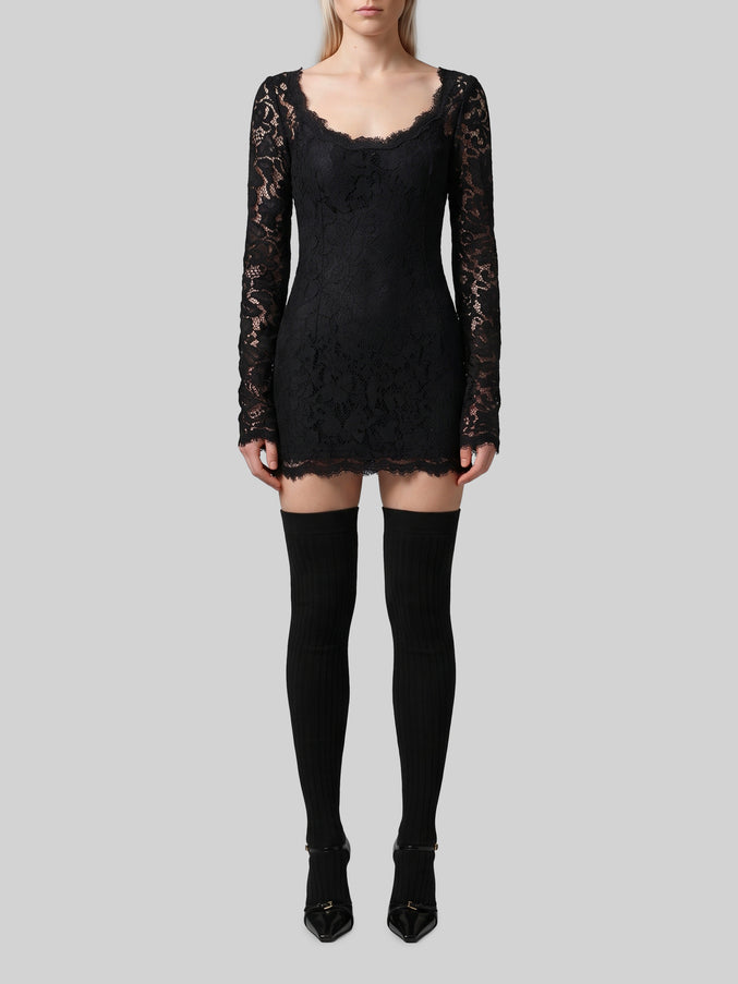 Dolce & Gabbana Mini Dress In Cordonnet Lace Black