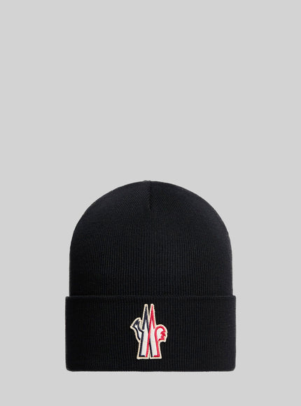 Moncler Grenoble Black Wool Beanie With Logo QT Black