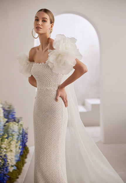 Tiago – Rosa Clará Couture Off-Shoulder Mesh Lace Wedding Dress