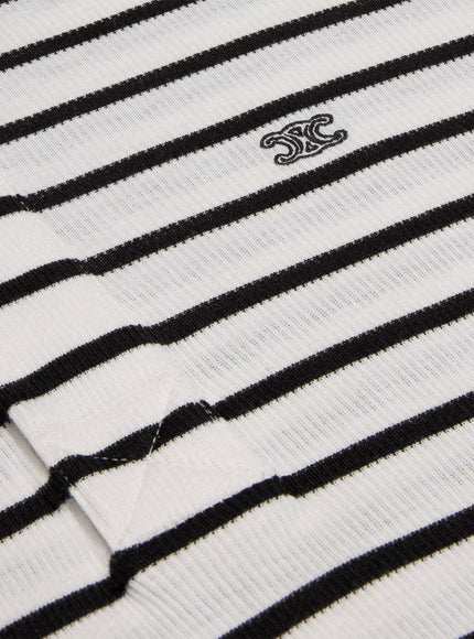 Celine Striped Silk Jersey Polo Shirt