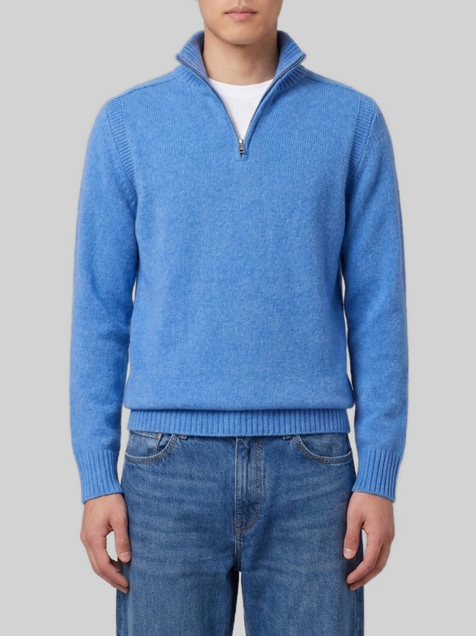 Guest In Residence Delft Blue Half Zip Turtleneck Light Blue