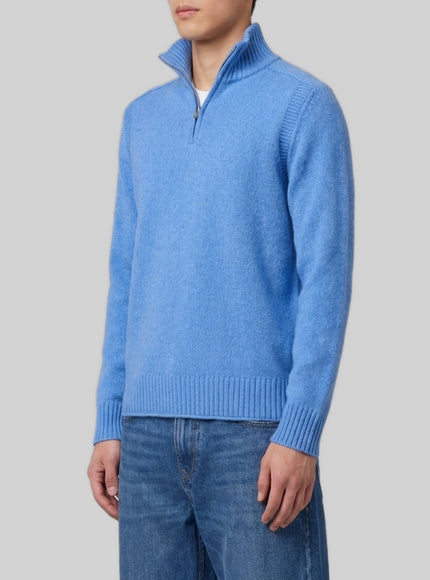 Guest In Residence Delft Blue Half Zip Turtleneck