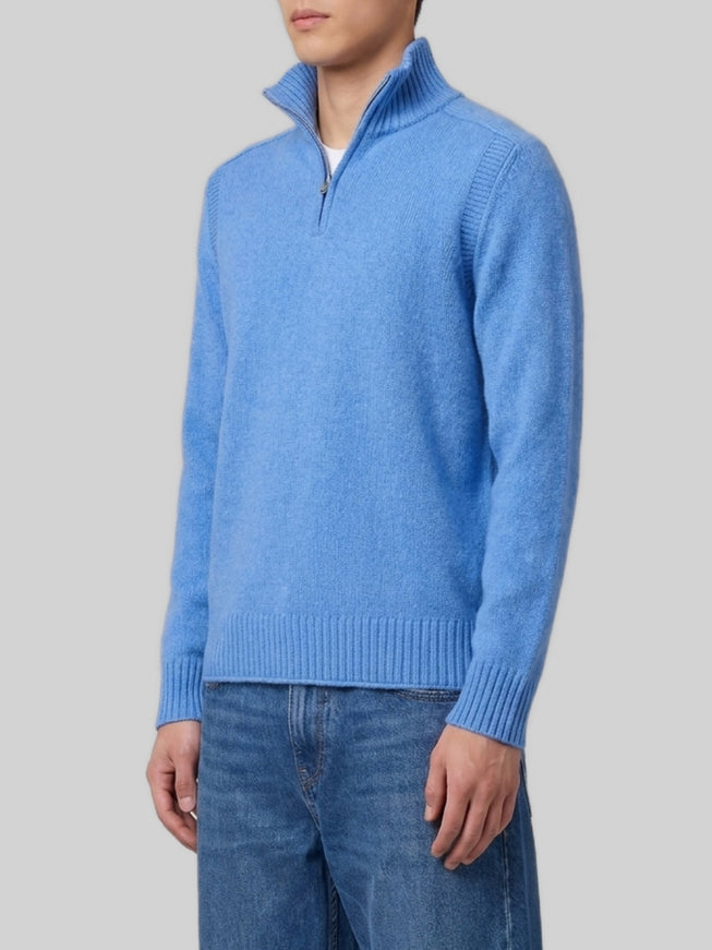 Guest In Residence Delft Blue Half Zip Turtleneck