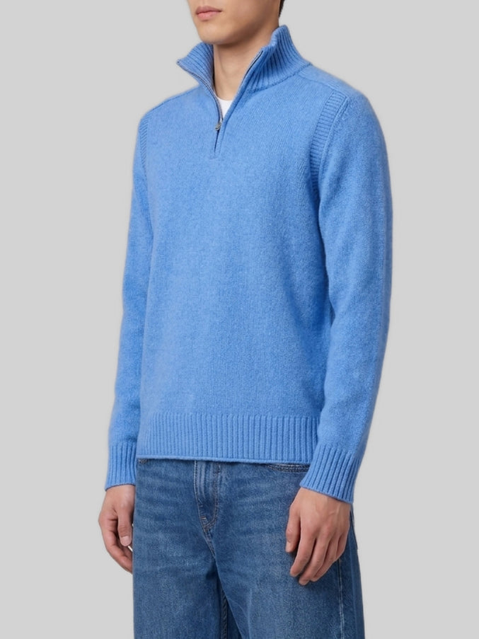 Guest In Residence Delft Blue Half Zip Turtleneck