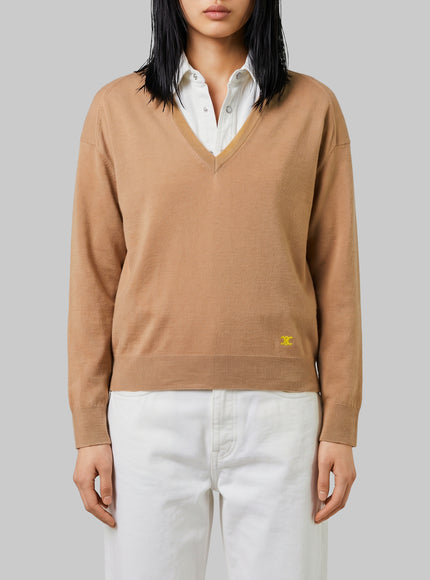 Celine V-neck Cashmere Sweater Brown
