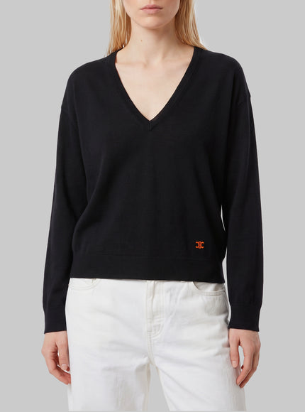 Celine V-neck Cashmere Sweater Black