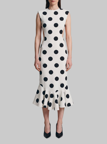 Jacquemus Palmier Polka-dot Midi Dress White