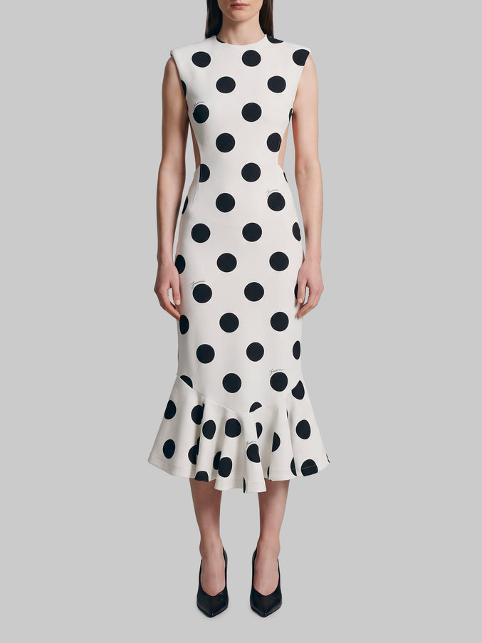 Jacquemus Palmier Polka-dot Midi Dress White