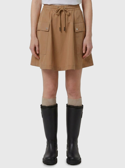 Moncler A-line Mini Skirt In Cotton Blend Beige