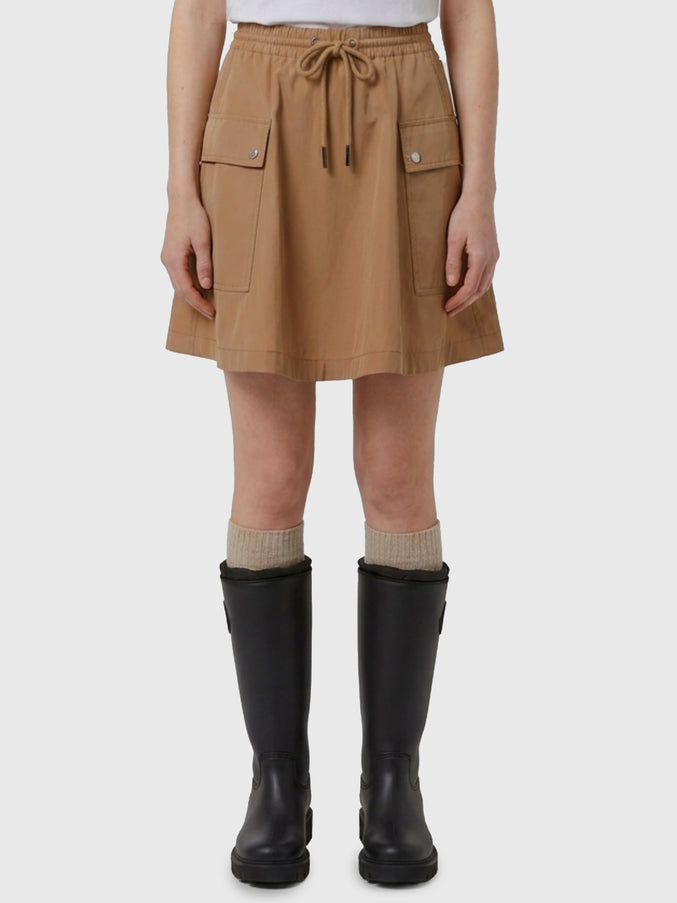 Moncler A-line Mini Skirt In Cotton Blend Beige
