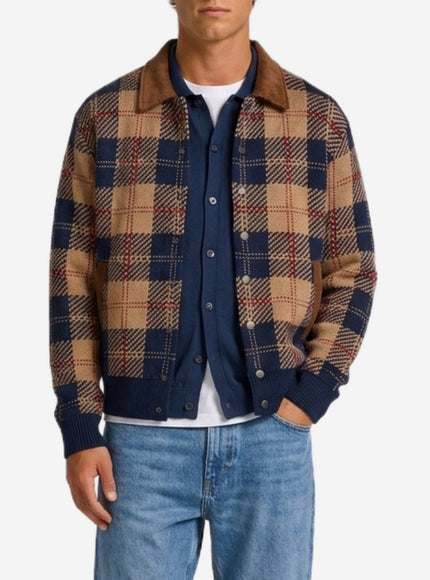 Guest In Residence Camel Combo Tartan Bomber Brown
