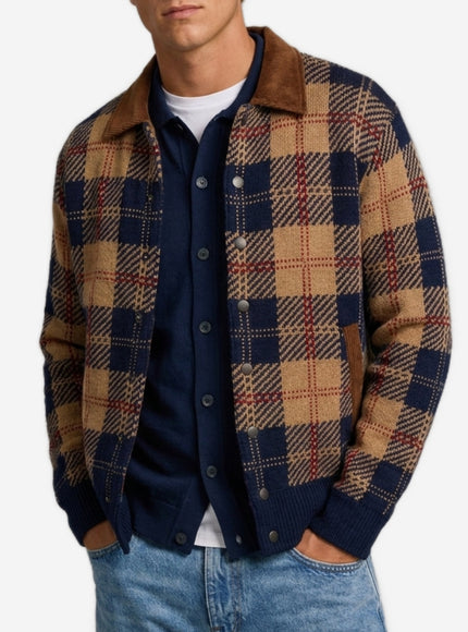 Guest In Residence Camel Combo Tartan Bomber
