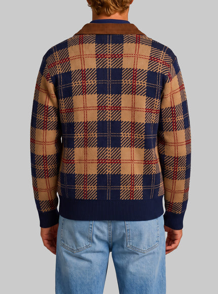 Guest In Residence Camel Combo Tartan Bomber