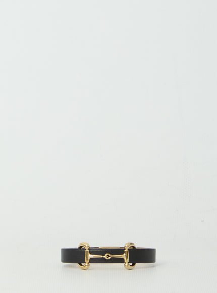 Gucci Leather Bracelet With Horsebit Detail Black