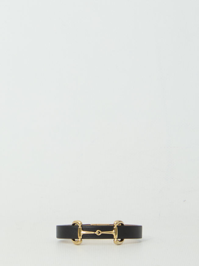 Gucci Leather Bracelet With Horsebit Detail Black