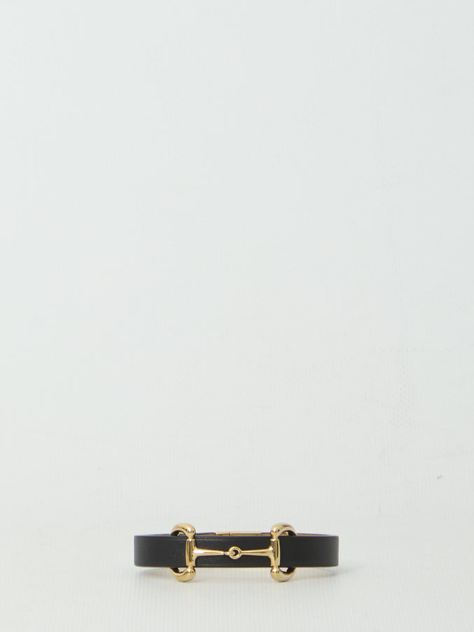 Gucci Leather Bracelet With Horsebit Detail Black