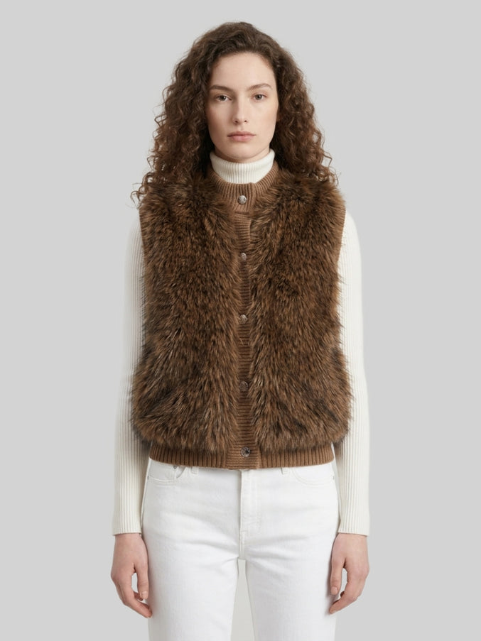 Moncler Vests Brown Brown
