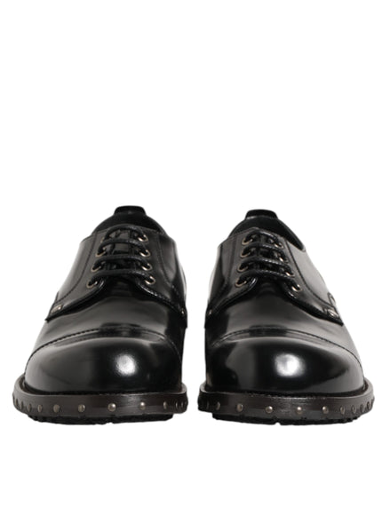 Dolce & Gabbana Black Leather Studded Formal Shoes