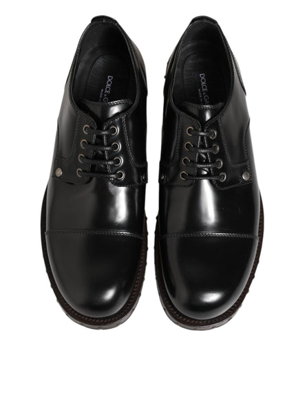 Dolce & Gabbana Black Leather Studded Formal Shoes