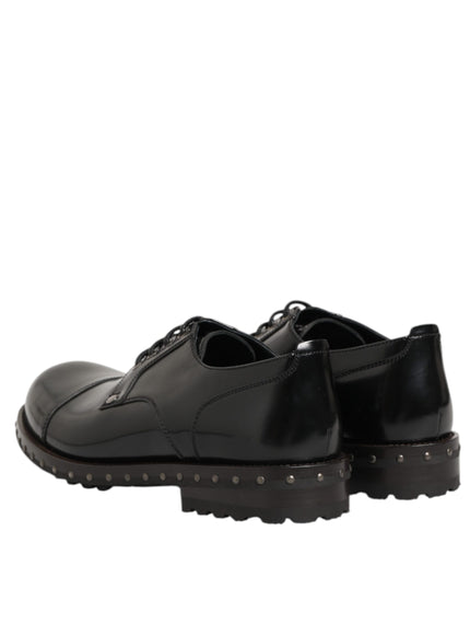 Dolce & Gabbana Black Leather Studded Formal Shoes