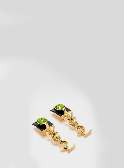 Saint Laurent Cassandre Enamel Drop Earrings In Glass
