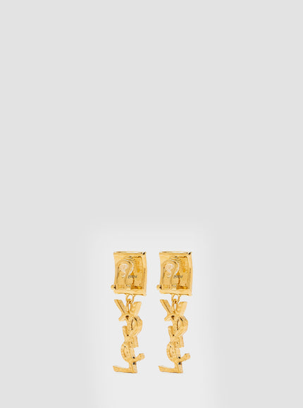 Saint Laurent Cassandre Enamel Drop Earrings In Glass
