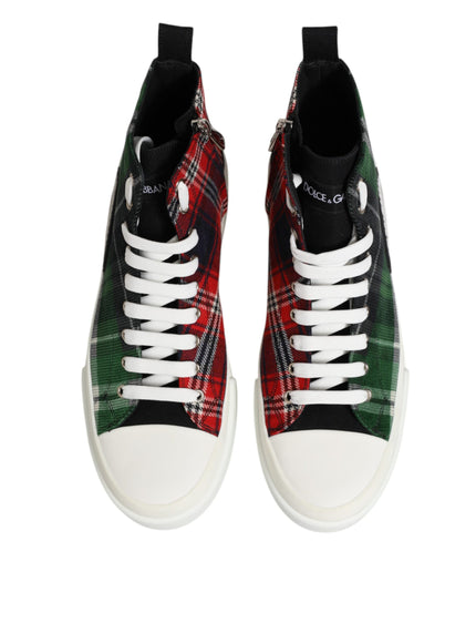 Dolce & Gabbana Multicolor Plaid Cotton High-Top Sneakers