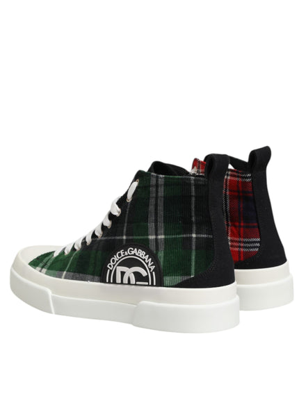 Dolce & Gabbana Multicolor Plaid Cotton High-Top Sneakers