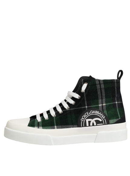 Dolce & Gabbana Multicolor Plaid Cotton High-Top Sneakers