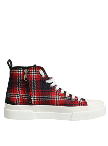 Dolce & Gabbana Multicolor Plaid Cotton High-Top Sneakers