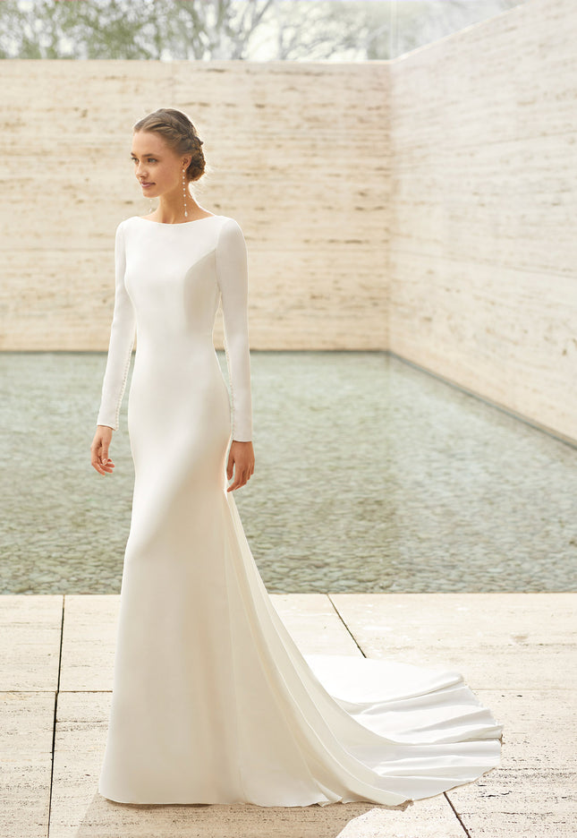 Rosa Clará Couture Dylan Crepe Column Wedding Dress