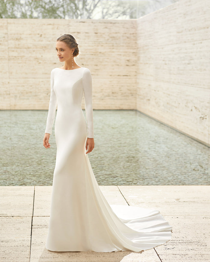 Rosa Clará Couture Dylan Crepe Column Wedding Dress