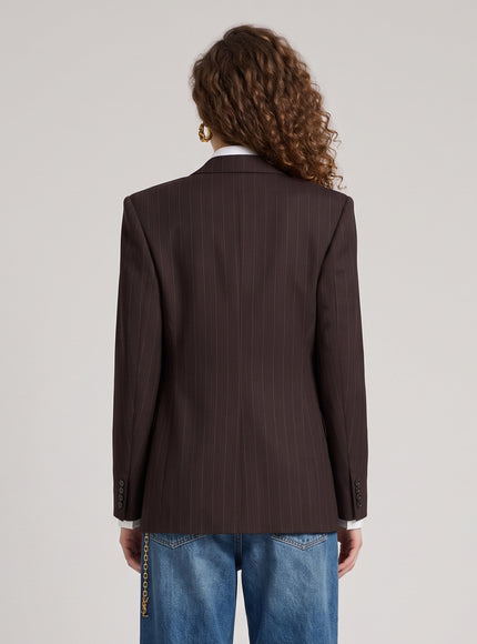 Saint Laurent Single-breasted Jacket In Chalk Mélange Wool