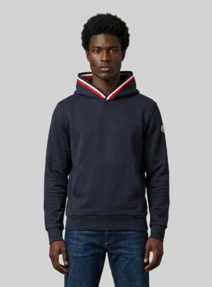 Moncler Hoodie Tricolour Detail Blue