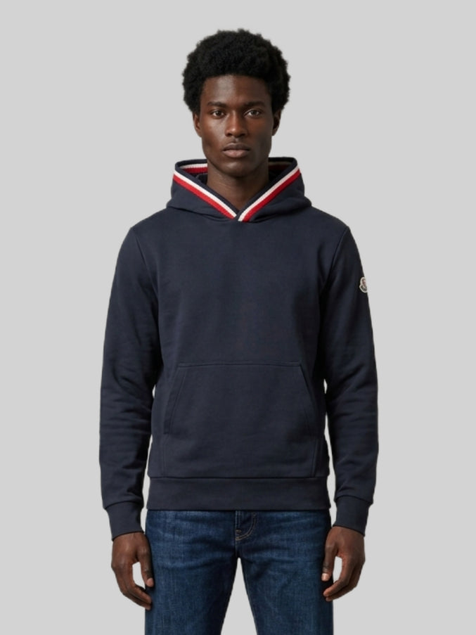 Moncler Hoodie Tricolour Detail Blue