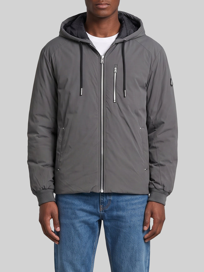 Moose Knuckles Northdale Hooded Bomber Jacket Grey