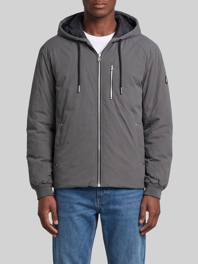 Moose Knuckles Northdale Hooded Bomber Jacket Grey