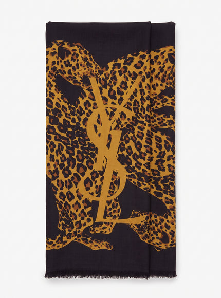 Saint Laurent Cassandre Square Scarf QT Black