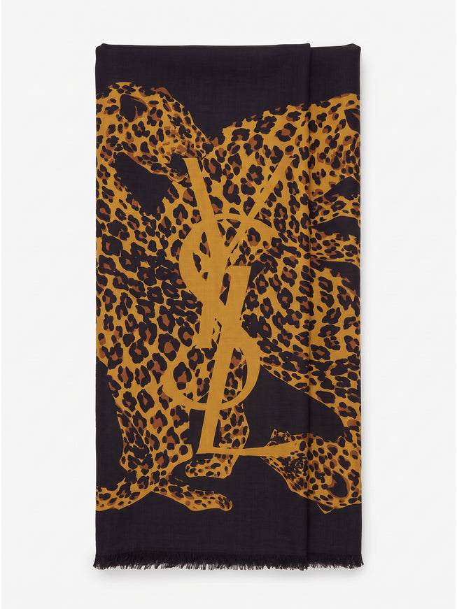 Saint Laurent Cassandre Square Scarf QT Black