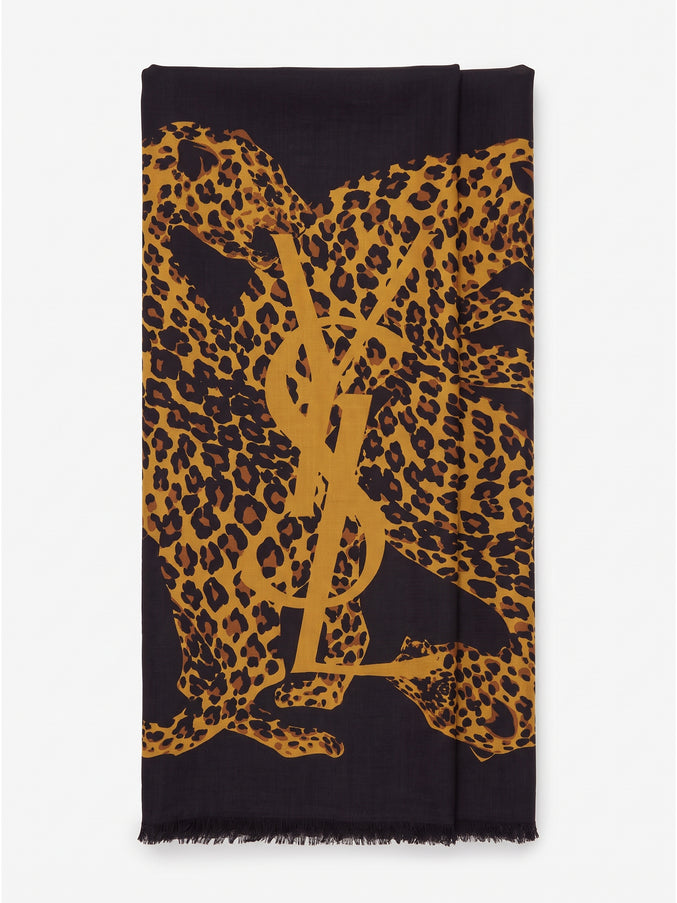 Saint Laurent Cassandre Square Scarf QT Black