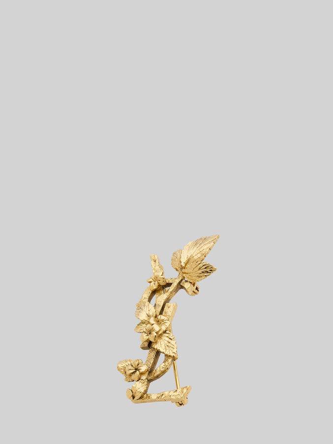 Saint Laurent Cassandre Brooch In Metal With Hydrangea Motif QT Gold